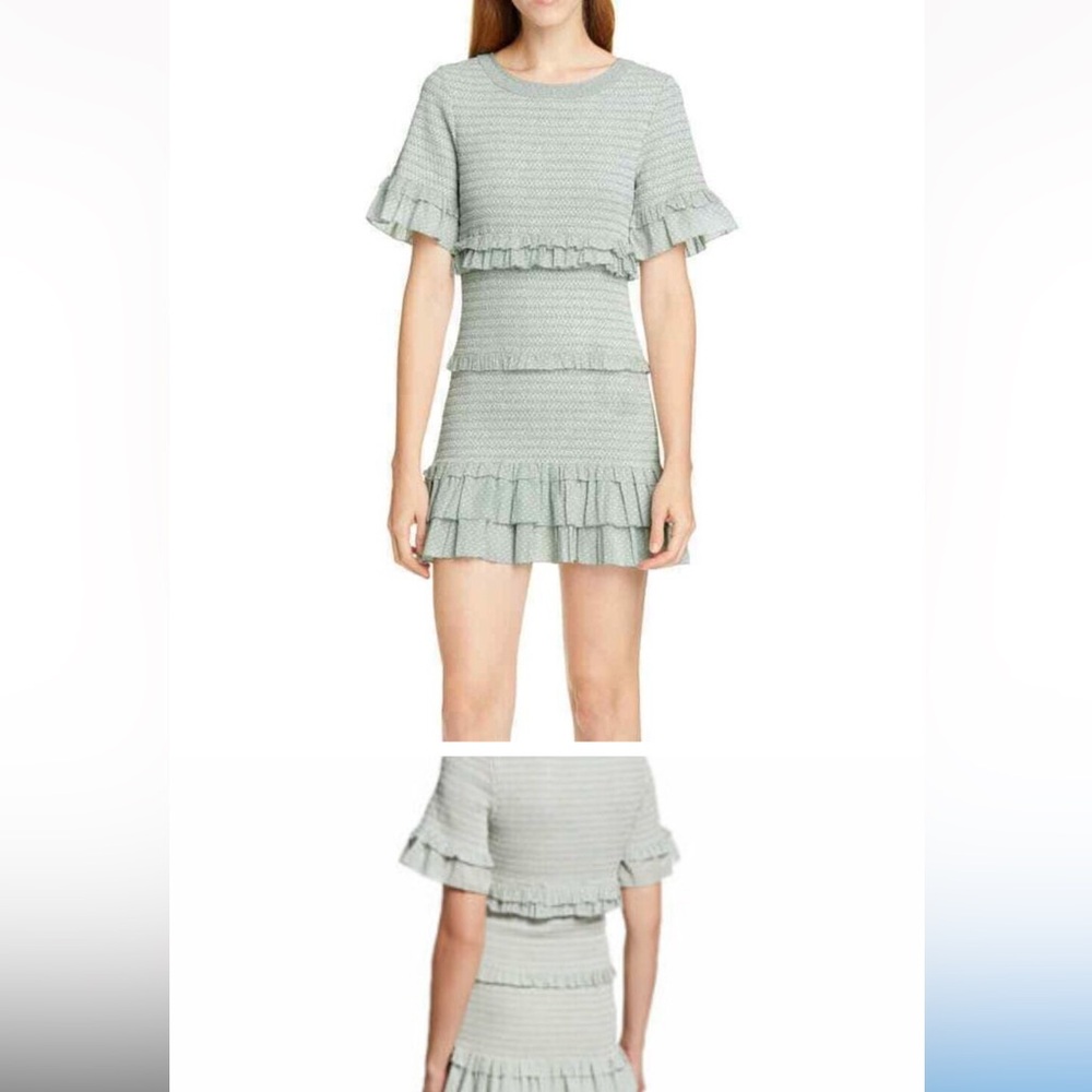 LoveShackFancy Aveline fun and fitted mini dress with ruffles detail siz…